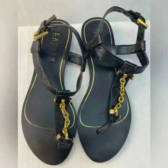 Ralph Lauren black flat/low heel sandals size 5B - Picture 6 of 11